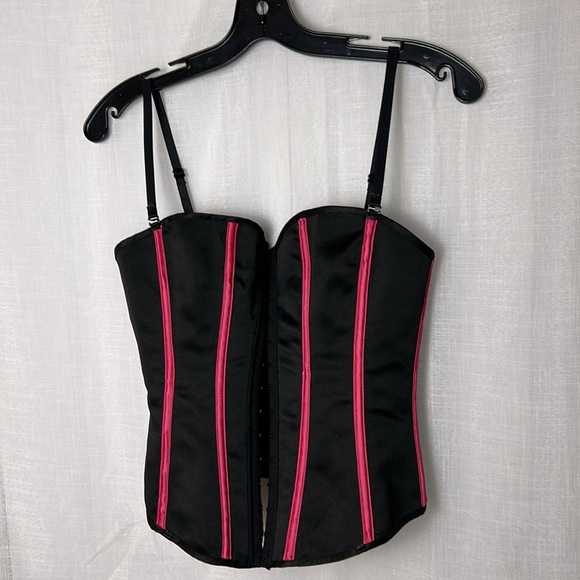 Corset,bustier,boudoir, pink & black,lace up,hook & eye, sexy,PTP 15” ,so 30-34 - Picture 8 of 14